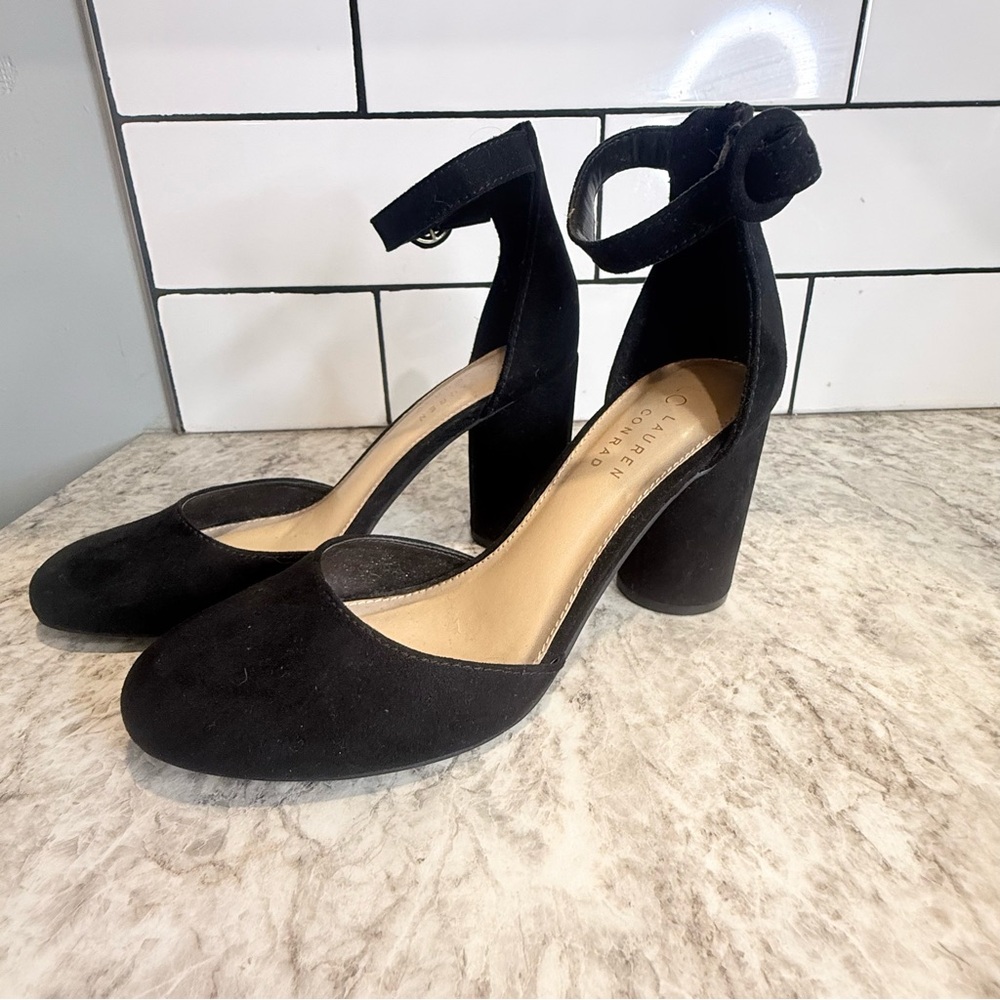Lauren Conrad Black Ankle Strap Heels